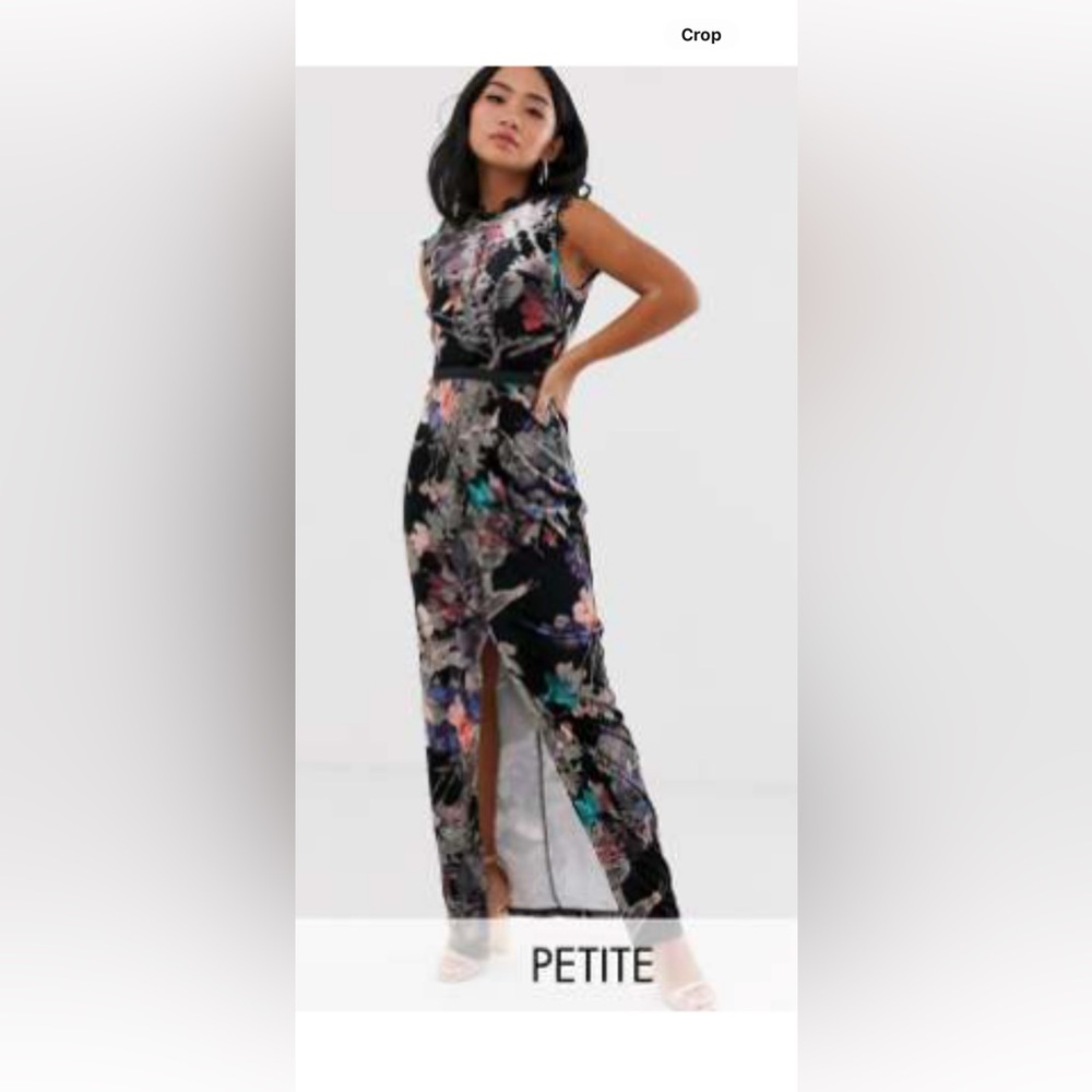 ASOS Black Maxi Dress with Multicolor Floral Print - Picture 4 of 4